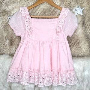 Shabby Chic Pink Eyelet Lace Top